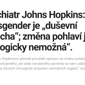Transgender identita je duševní porucha, kterou je třeba léčit