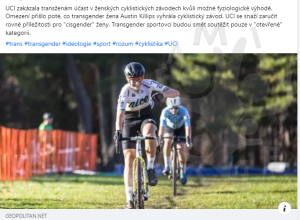 Transgender ženy zakázány v ženských cyklistických závodech