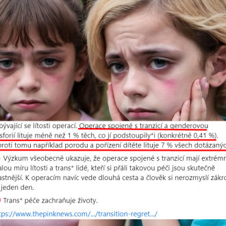 Manipulativní text na profilu spolku Transparent z.s. může být pro děti nebezpečný